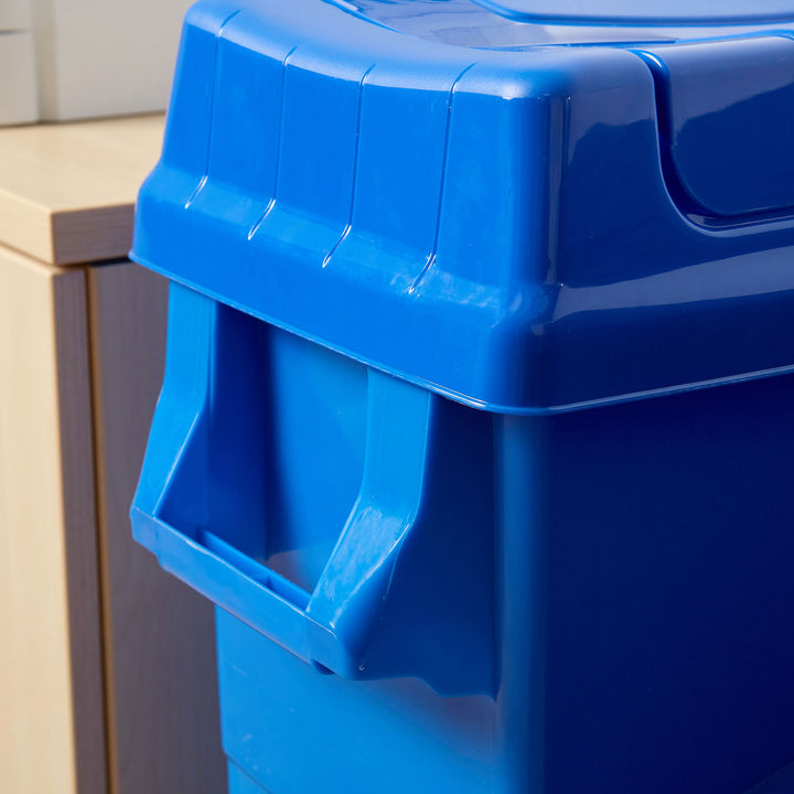 United Solutions 23 Gallon Highboy Kitchen Recycling Bin with Swing Lid, Blue