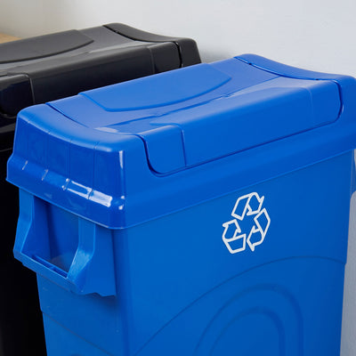 United Solutions 23 Gallon Highboy Kitchen Recycling Bin with Swing Lid, Blue - VMInnovations
