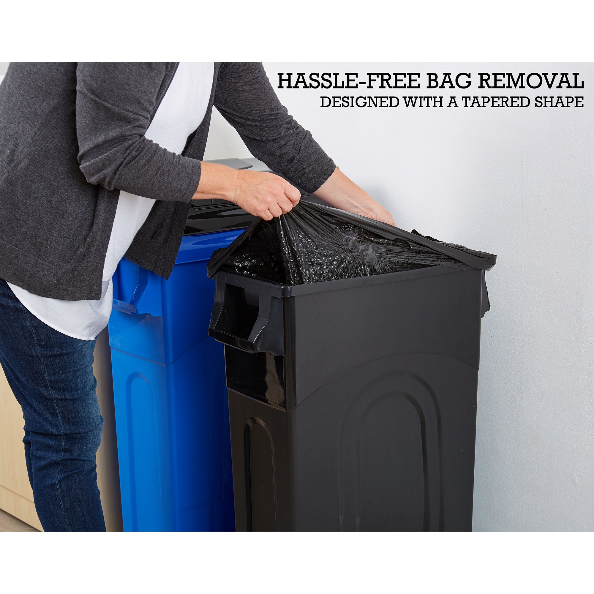 United Solutions 23 Gallon Highboy Kitchen Recycling Bin with Swing Lid, Black - VMInnovations
