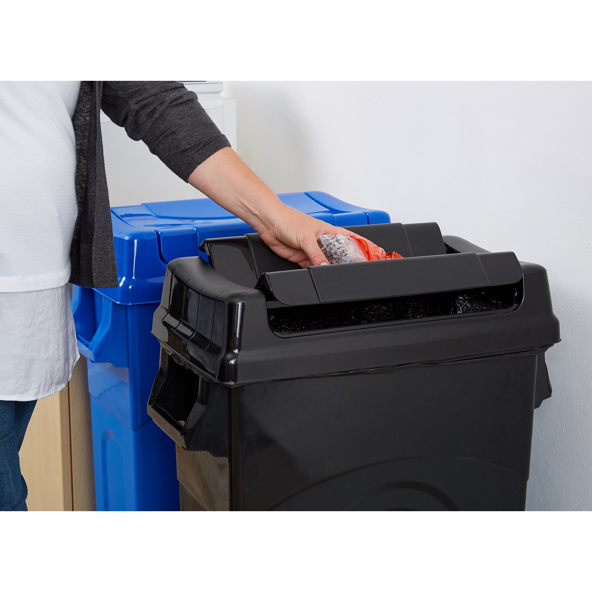 United Solutions 23 Gallon Highboy Kitchen Recycling Bin with Swing Lid, Black - VMInnovations