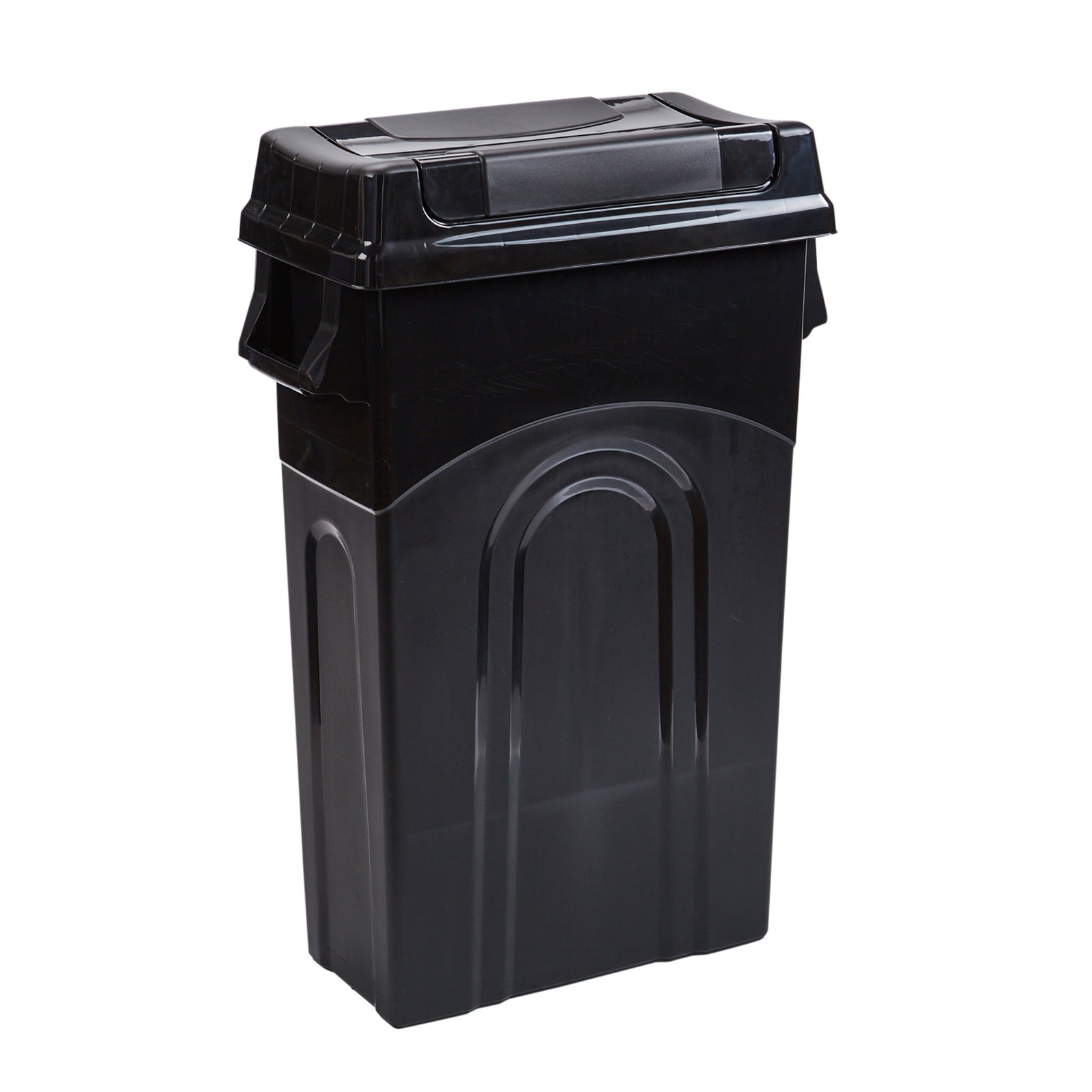 United Solutions 23 Gallon Highboy Kitchen Recycling Bin with Swing Lid, Black - VMInnovations