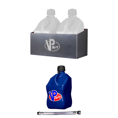 VP Racing Fuels Aluminum 2 Jug Storage Rack w/ 5.5 Gal Motorsport Utility Jug & Hose