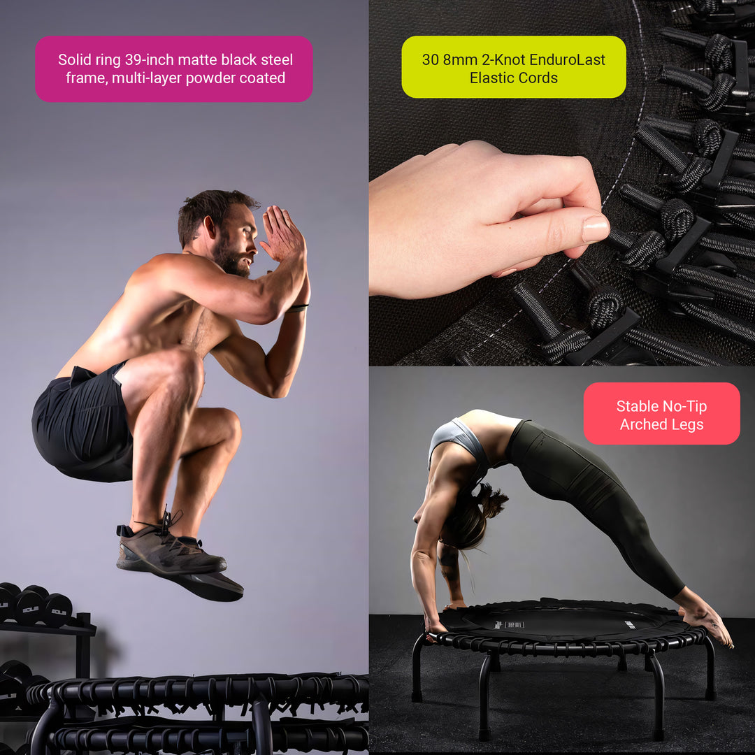 JumpSport 250 Round Fitness Trampoline with EnduroLast Elastic Cords (Open Box) - VMInnovations