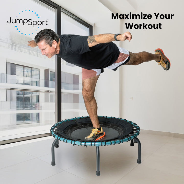 JumpSport 250 Workout Rebounder for Adults, 39" Mini Fitness Trampoline, Teal - VMInnovations