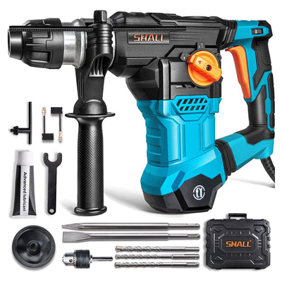 SHALL 1-1/4 Inch Heavy Duty Rotary 12.5 AMP Hammer Drill with 3 Bits (Open Box) - VMInnovations