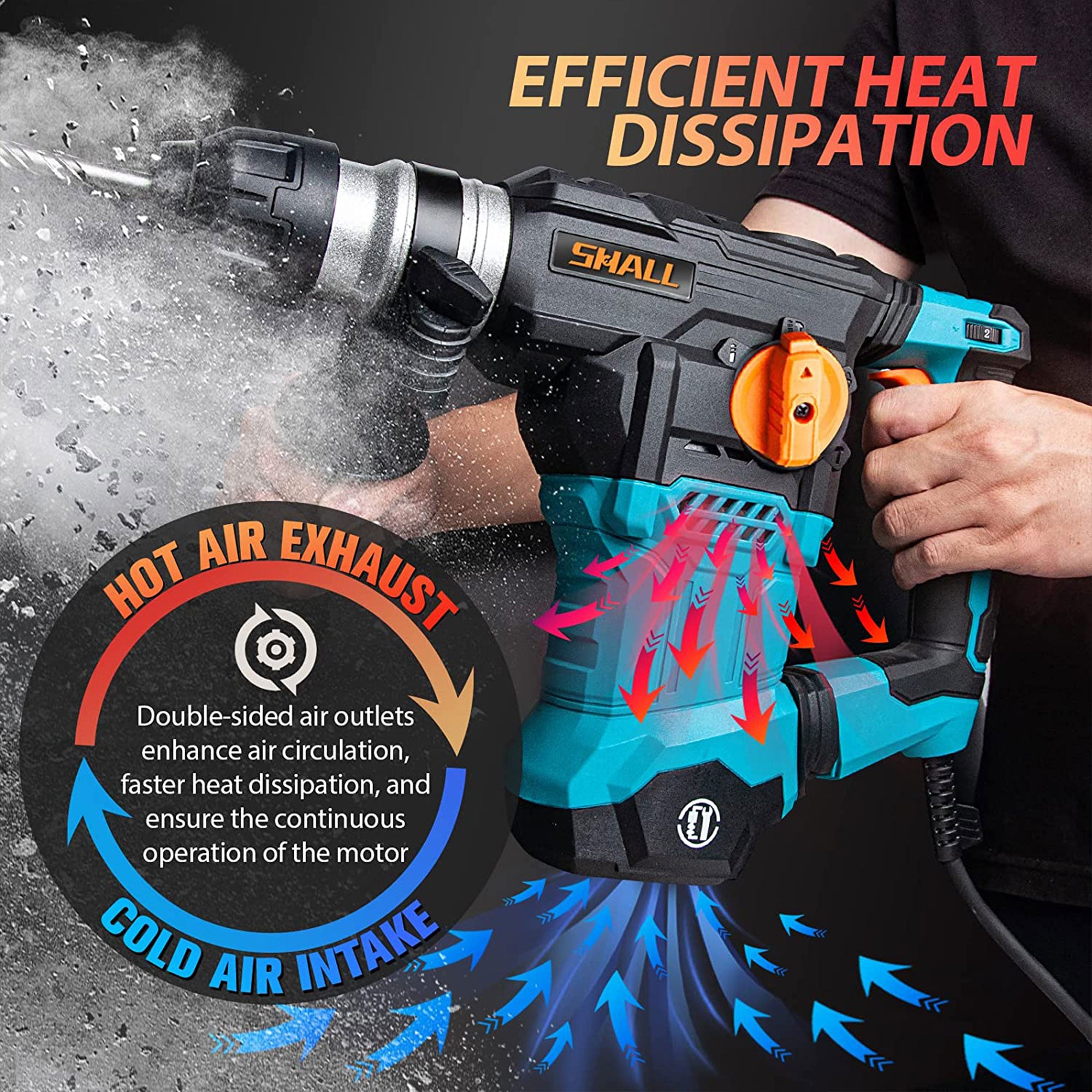 SHALL 1-1/4 Inch Heavy Duty Rotary 12.5 AMP Hammer Drill with 3 Bits (Open Box) - VMInnovations