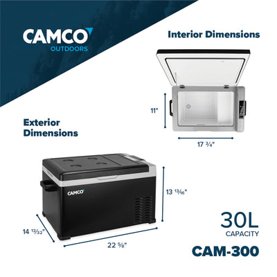 Camco CAM-300 30L Compact Portable Refrigerator/Freezer with LCD Control Panel - VMInnovations
