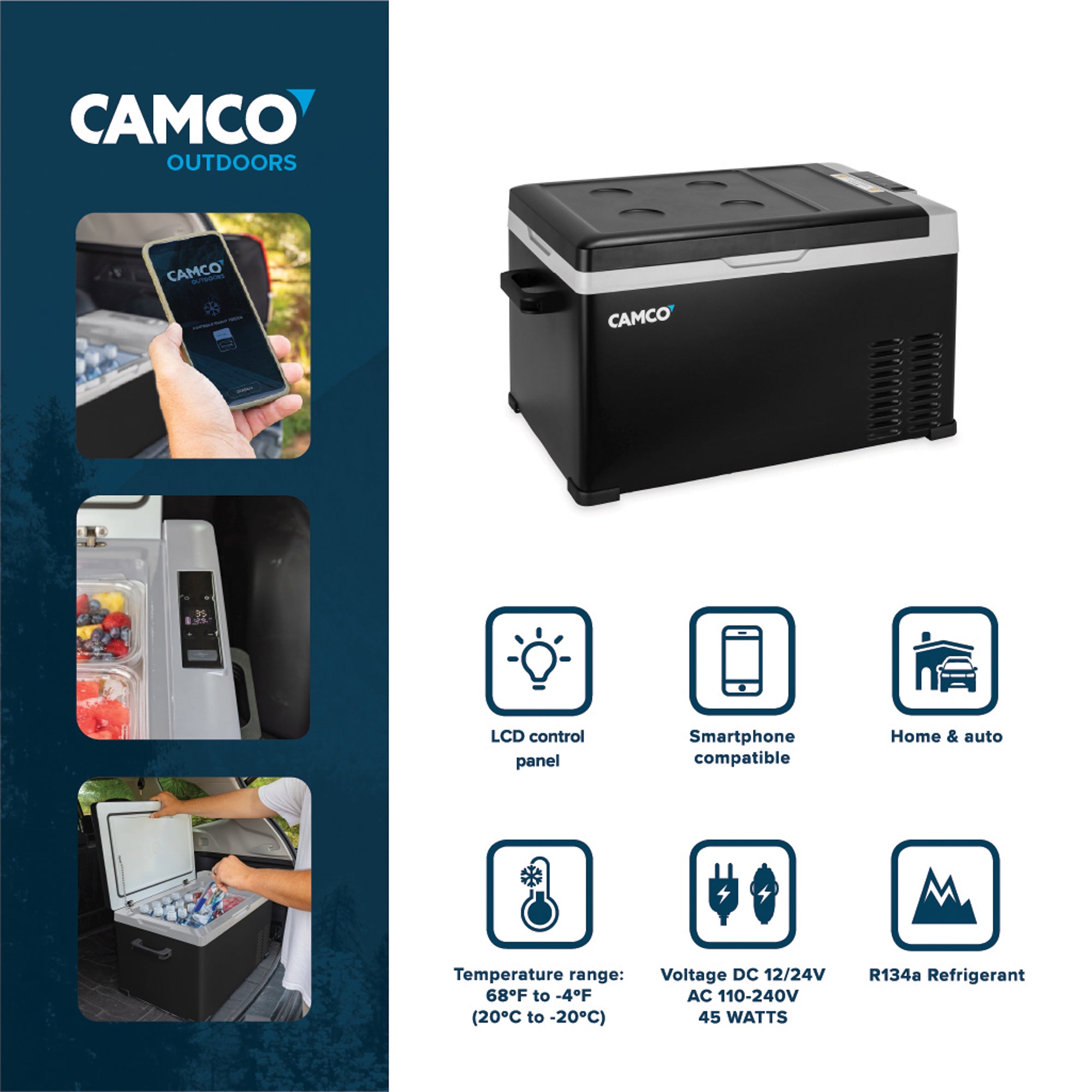 Camco CAM-300 30L Compact Portable Refrigerator/Freezer with LCD Control Panel - VMInnovations
