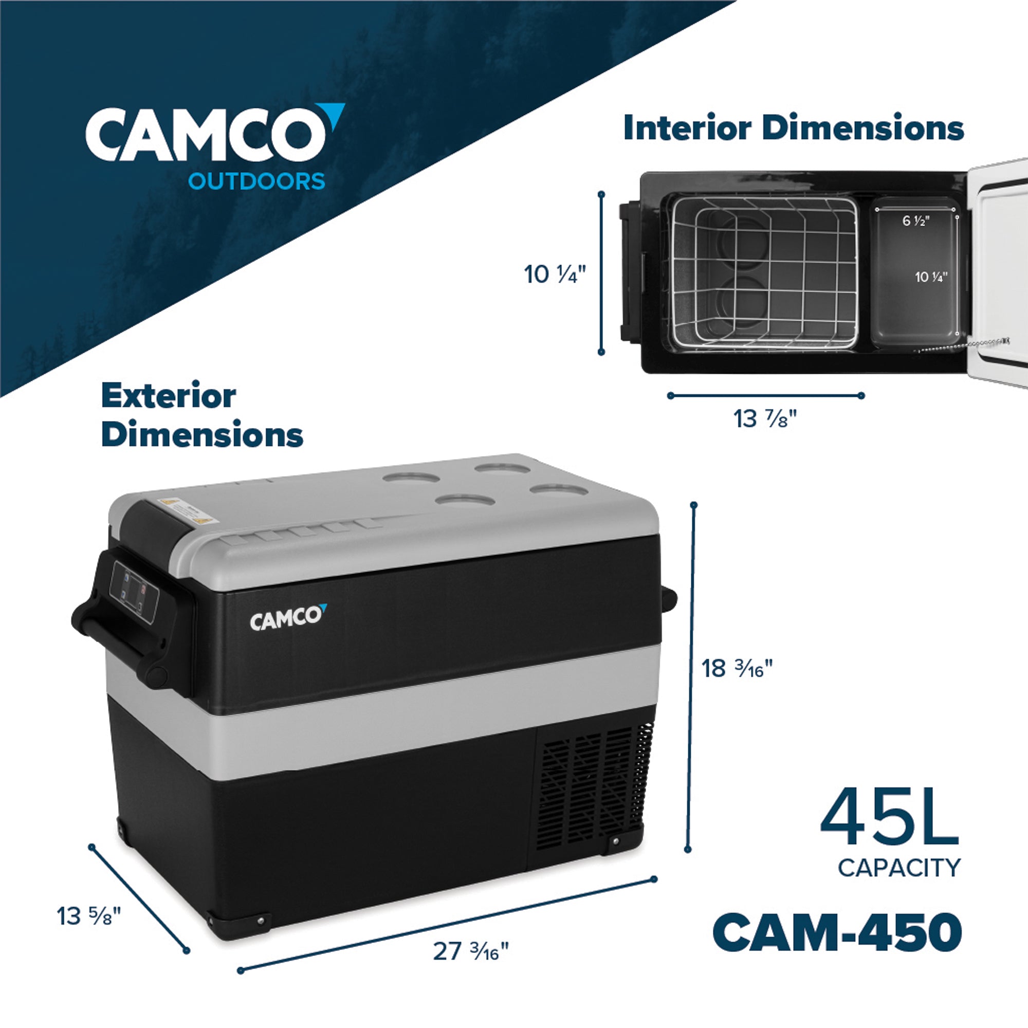 Camco CAM-450 45 Liter Portable Compact Refrigerator with Single Zone Cooling