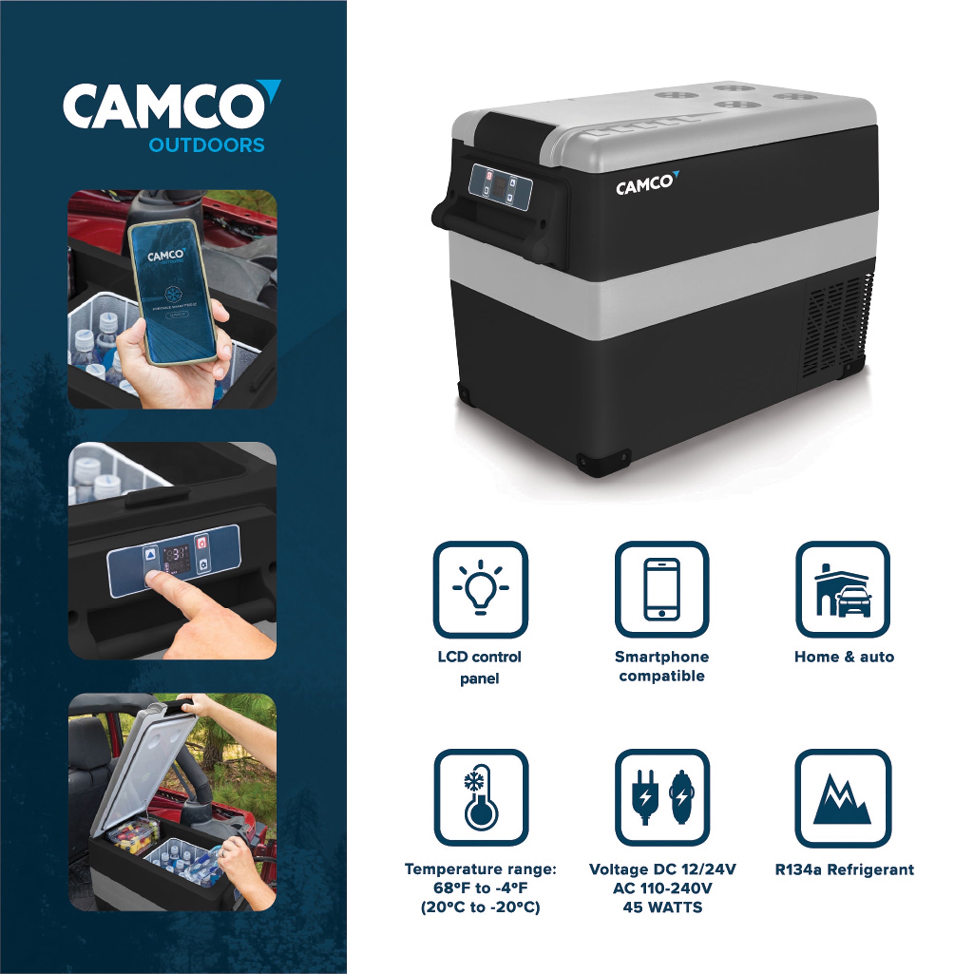 Camco CAM-450 45 Liter Portable Compact Refrigerator with Single Zone Cooling