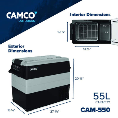 Camco CAM-550 55L Compact Portable Refrigerator/Freezer with LCD Control Panel