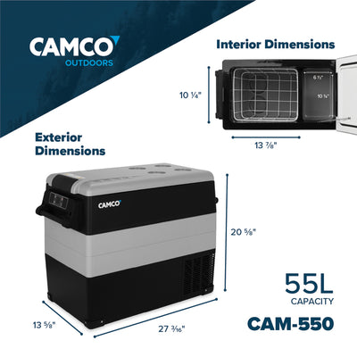 Camco CAM-550 55L Compact Portable Refrigerator/Freezer with LCD Control Panel