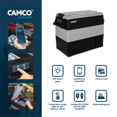 Camco CAM-550 55L Compact Portable Refrigerator/Freezer with LCD Control Panel