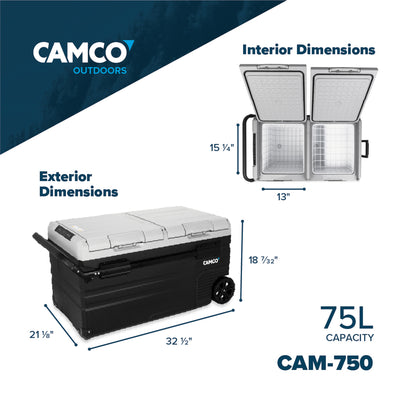 Camco 75 Liter Portable Compact Refrigerator with Dual Zone Cooling (For Parts) - VMInnovations