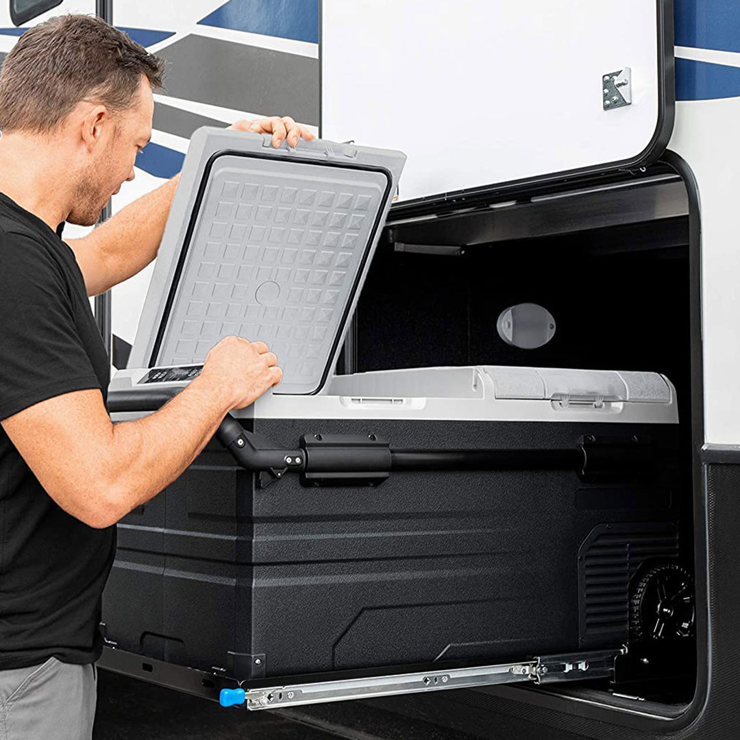 Camco Retractable Floor Mounted Portable Electric Refrigerator Slide (Open Box) - VMInnovations