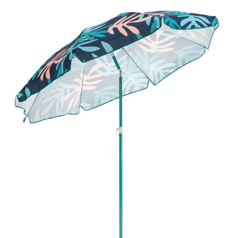 SlumberTrek Moda Adjustable Push Button Tilt Beach Umbrella, Coral (Open Box)