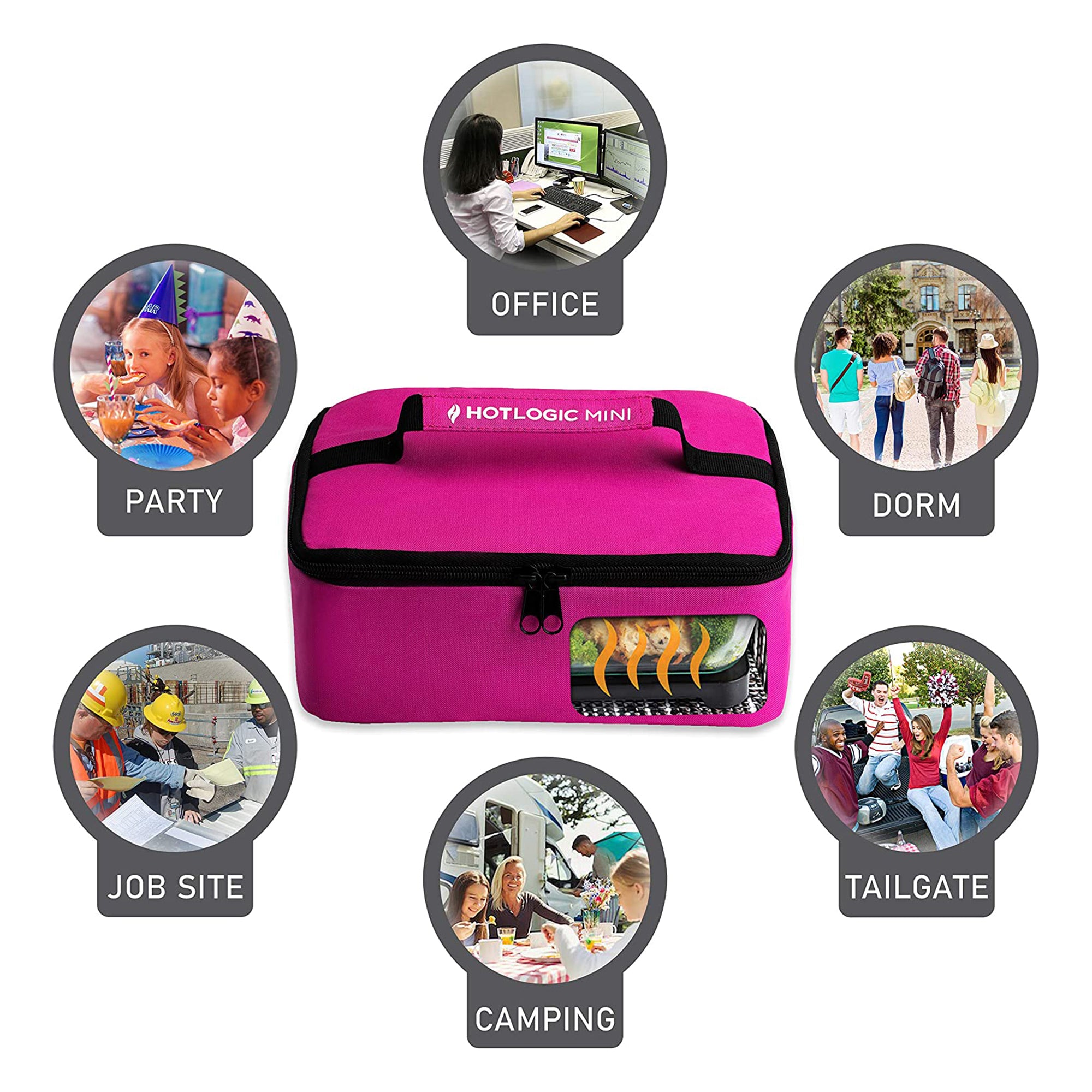 HotLogic Mini Portable Thermal Food Warmer for Home, Office, and Travel, Pink