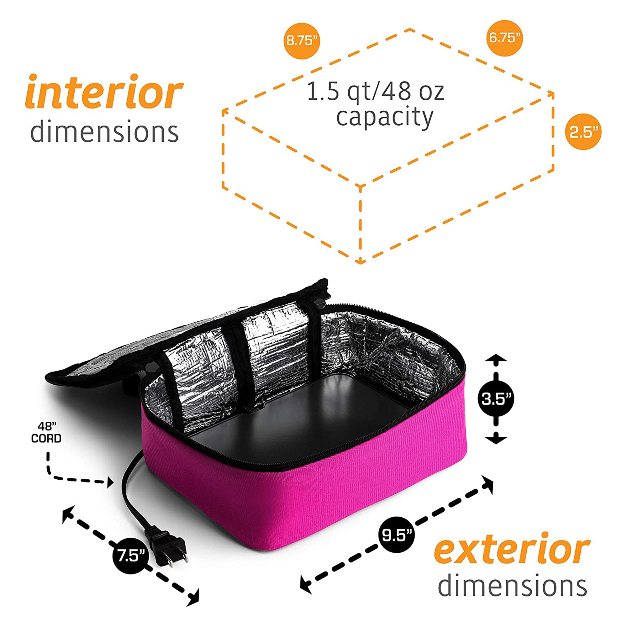 HotLogic Mini Portable Thermal Food Warmer for Home, Office, and Travel, Pink