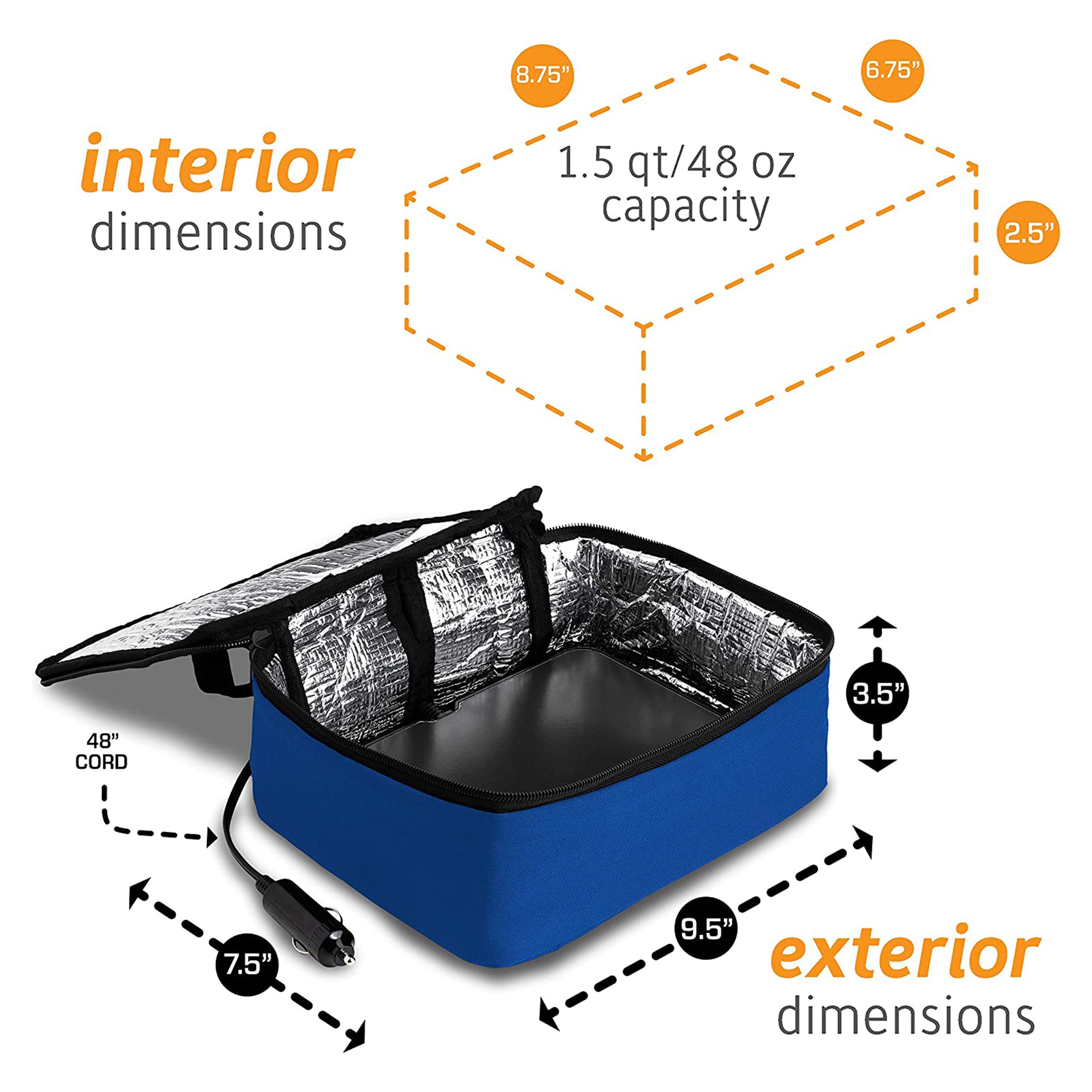 HotLogic Mini Portable Thermal Food Warmer for Home, Office, and Travel, Blue