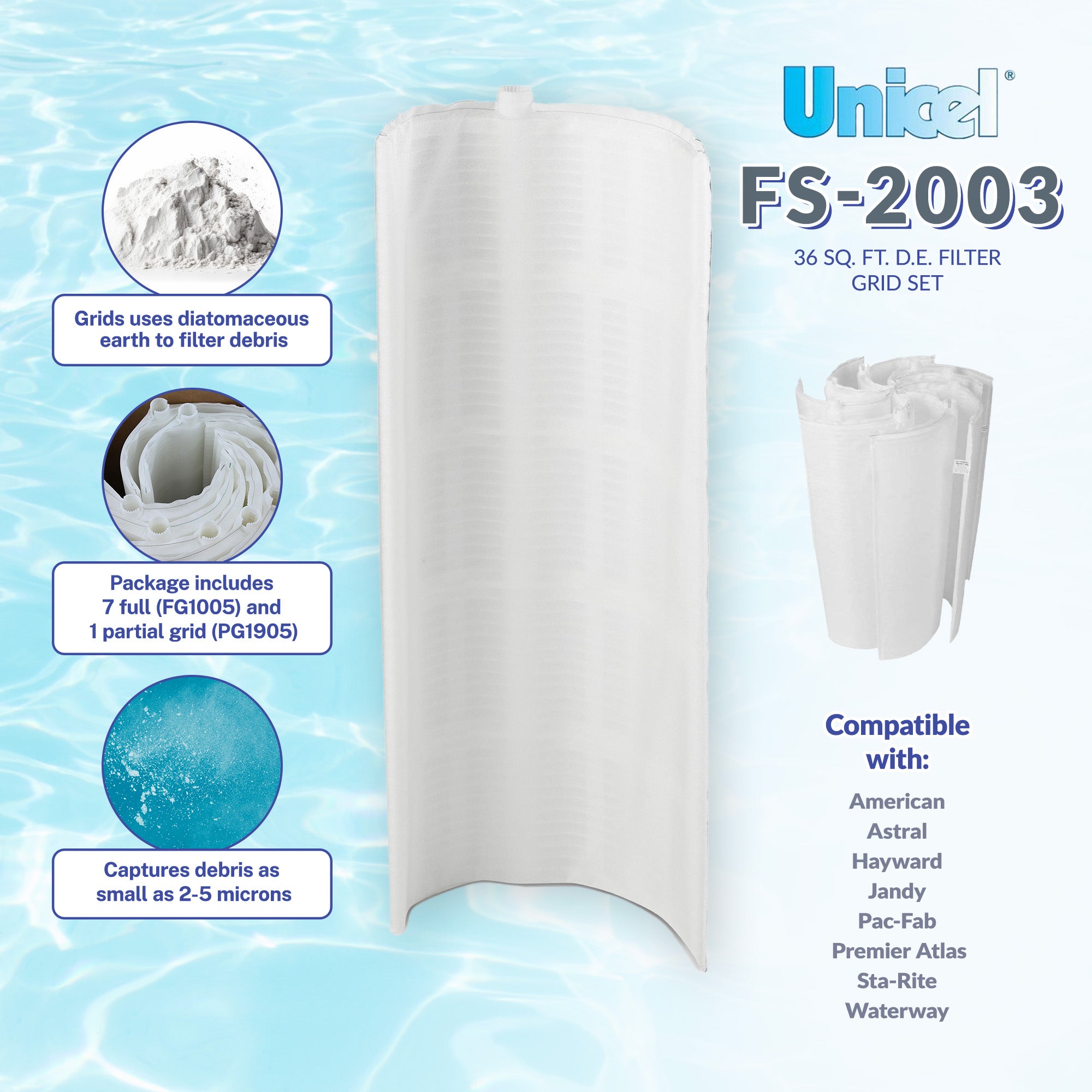D.E. Filter Grids Set 36 Sq Ft Hayward Pac-Fab 7 Full + 1 Partial (Used) - VMInnovations