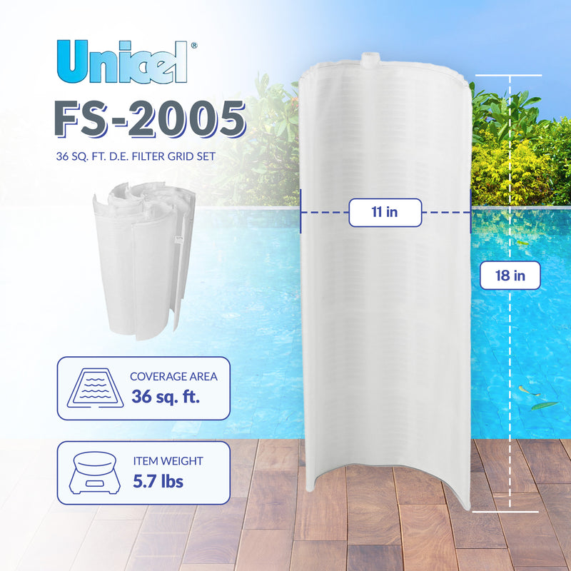 Unicel FS-2003 36 Square Foot Replacement DE Grid Swimming Pool Filter, Full Set