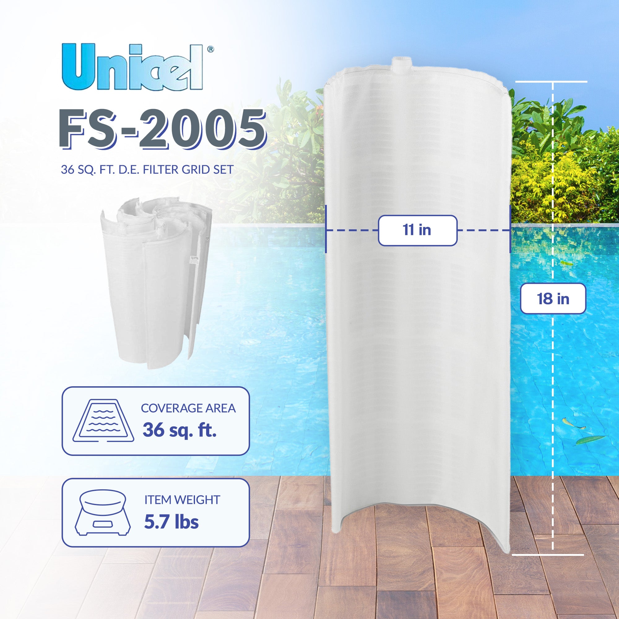 Unicel FS-2003 36 Sq Ft Replacement DE Grid Pool Filter, Full Set (Open Box) - VMInnovations