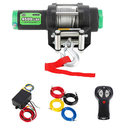 OFF ROAD BOAR Steel Electric Towing Winch Kit, 12V w/ 4500 Pound Max & Remote