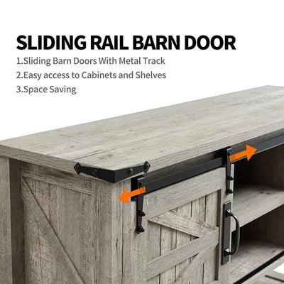 Farmhouse Console Entryway Table with Sliding Barn Doors, Light Rustic Oak(Used) - VMInnovations