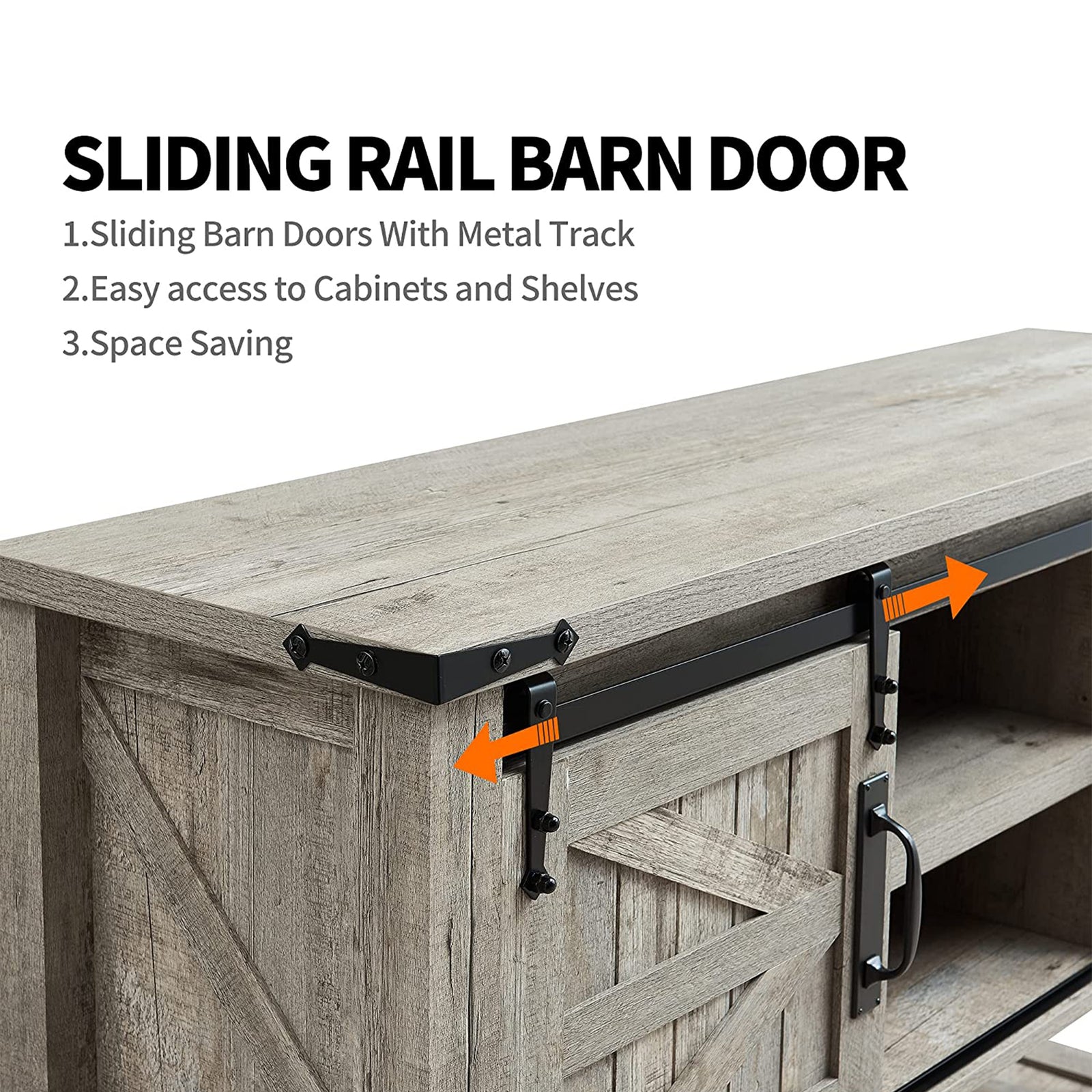 Farmhouse Console Entryway Table with Sliding Barn Doors, Light Rustic Oak(Used) - VMInnovations