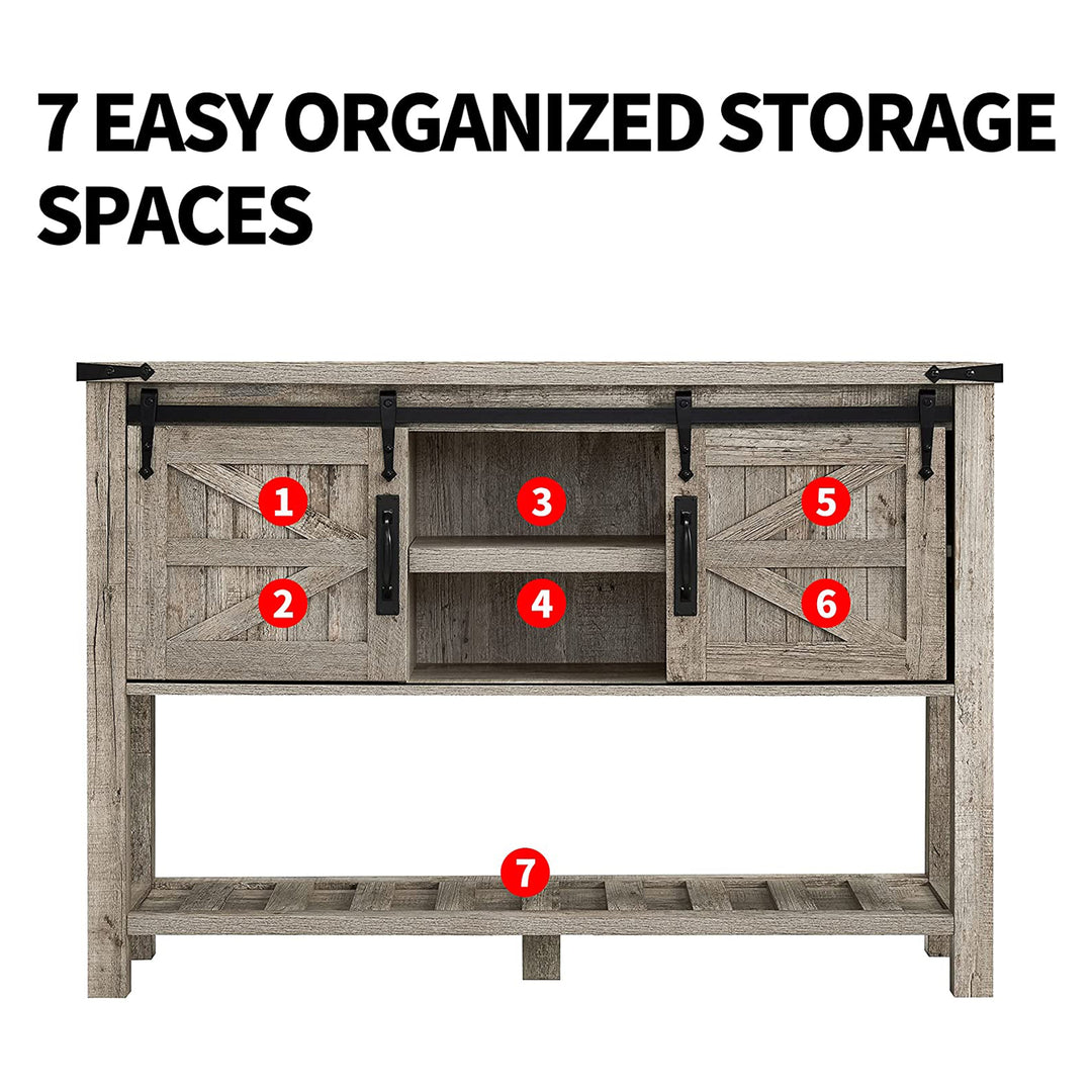 Farmhouse Console Entryway Table with Sliding Barn Doors, Light Rustic Oak(Used) - VMInnovations