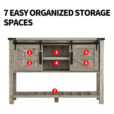 Farmhouse Console Entryway Table with Sliding Barn Doors, Light Rustic Oak(Used) - VMInnovations