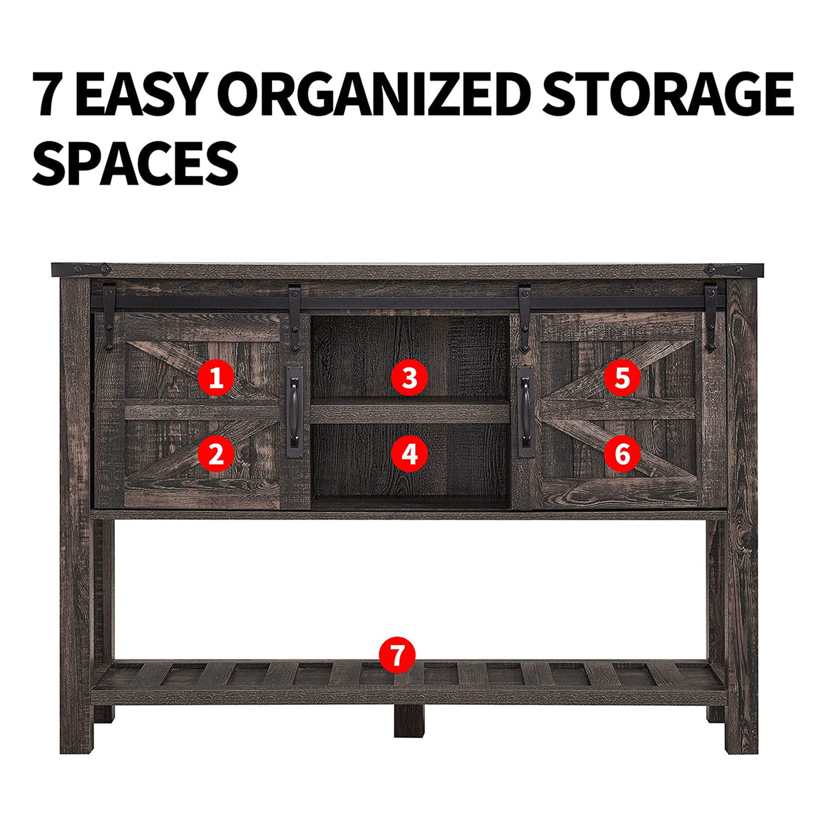 Farmhouse Console Entryway Table w/ Sliding Barn Doors, Rustic Oak (For Parts) - VMInnovations