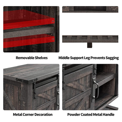 Farmhouse Console Entryway Table w/ Sliding Barn Doors, Rustic Oak (For Parts) - VMInnovations