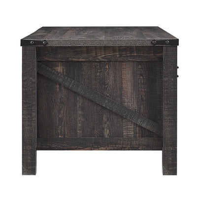 OKD Farmhouse 48 Inch Coffee Table with Sliding Barn Doors, Dark Rustic Oak - VMInnovations