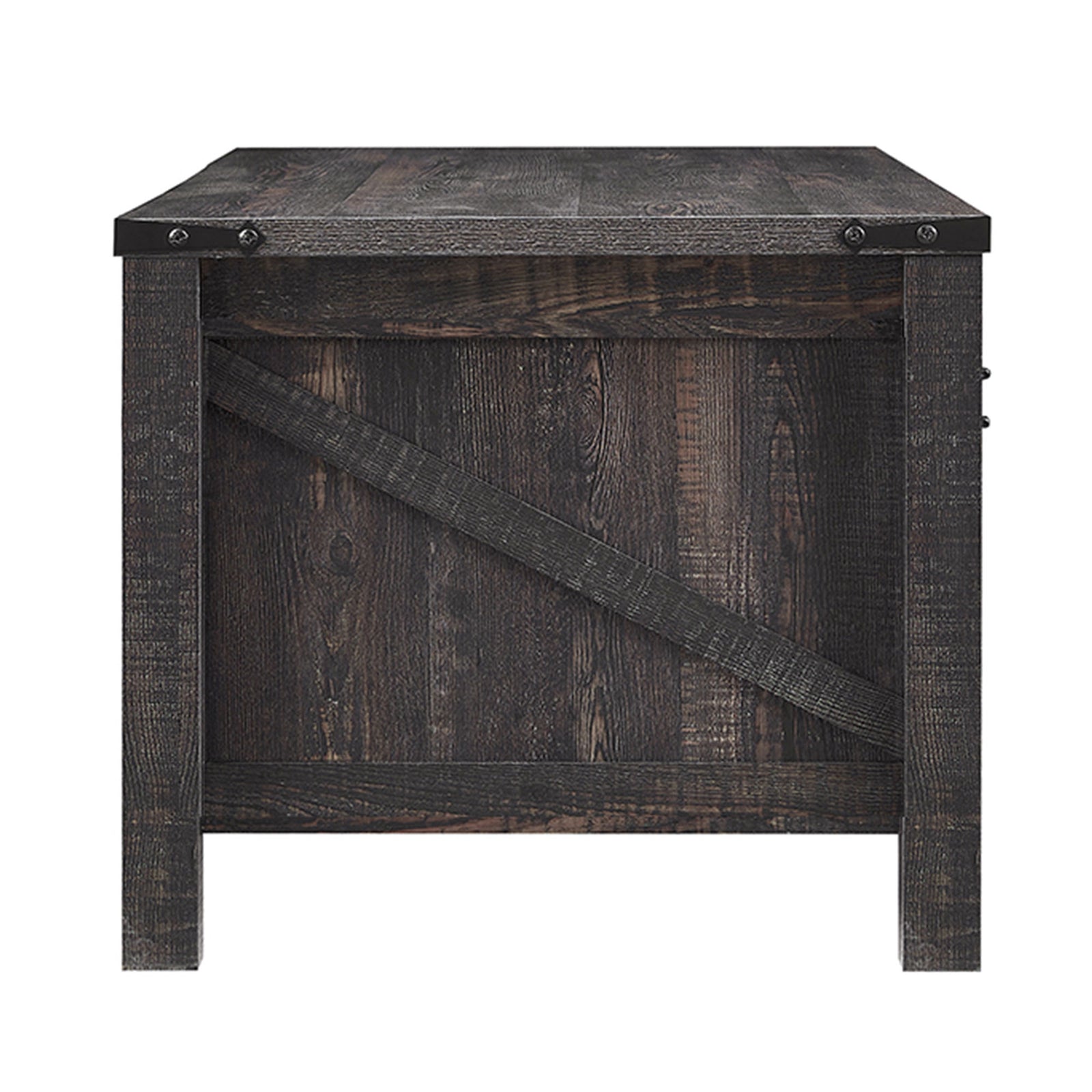 OKD 48In Coffee Table w/ Sliding Barn Doors, Dark Rustic Oak (For Parts) - VMInnovations