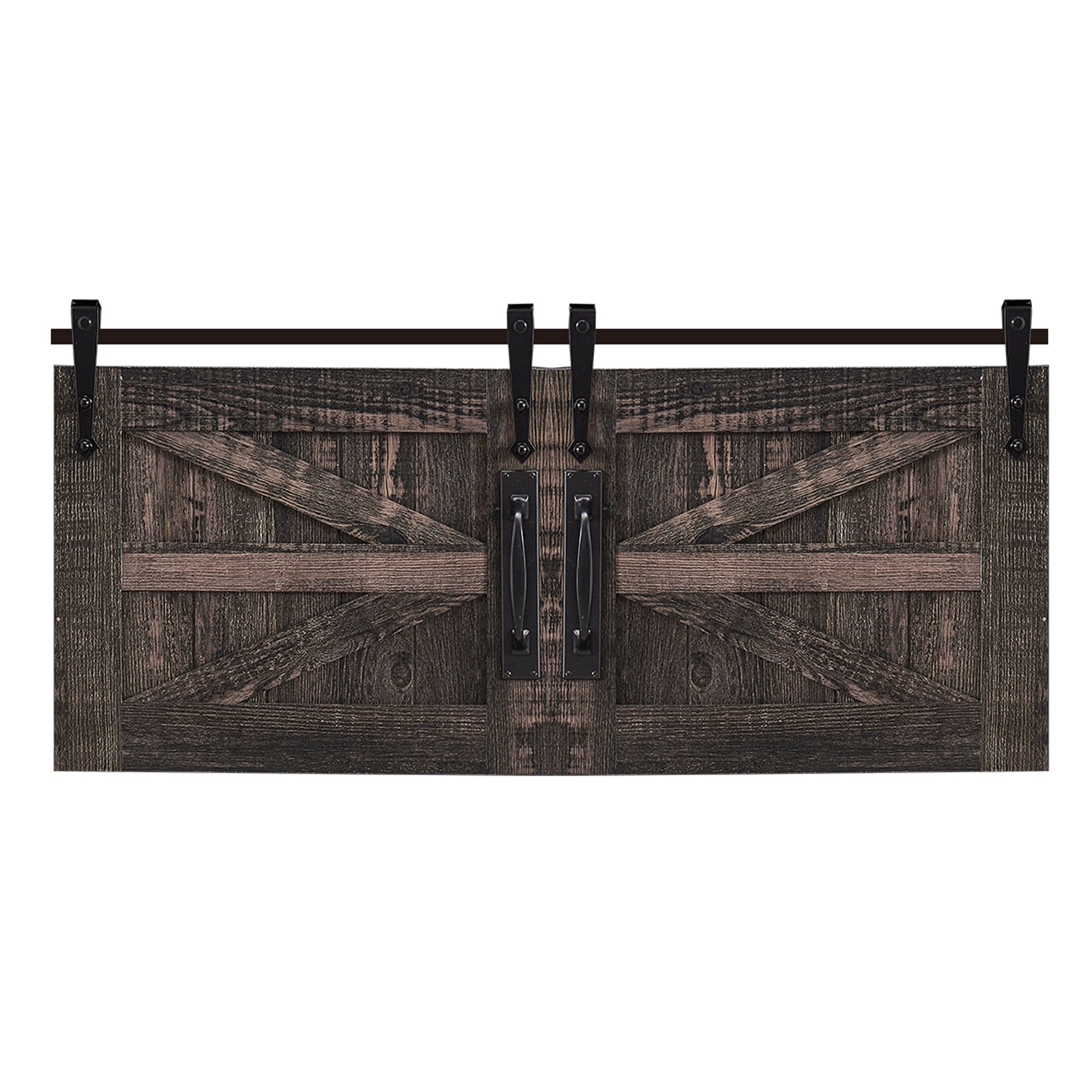 OKD 48In Coffee Table w/ Sliding Barn Doors, Dark Rustic Oak (For Parts) - VMInnovations