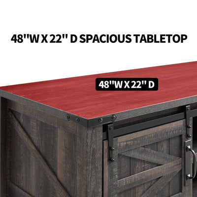 Farmhouse 48 Inch Coffee Table with Sliding Barn Doors (Open Box) - VMInnovations