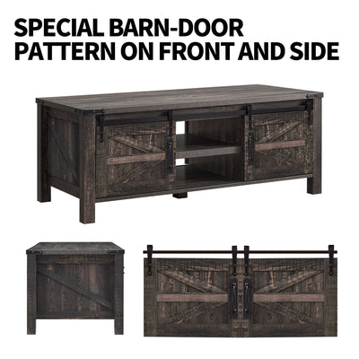 Farmhouse 48 Inch Coffee Table with Sliding Barn Doors (Open Box)