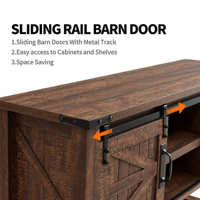 OKD Farmhouse Console Entryway Table with Sliding Barn Doors, Reclaimed Barnwood