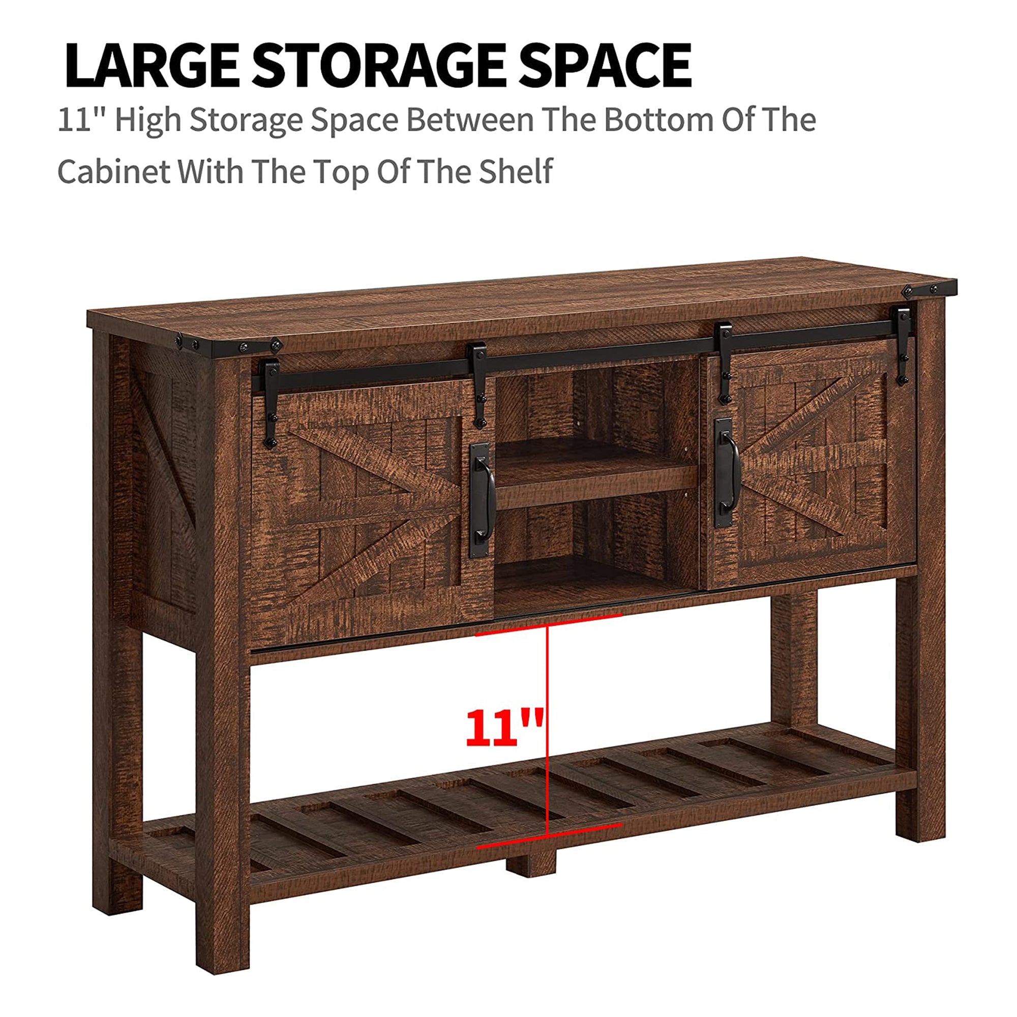 OKD Console Entryway Table with Sliding Barn Doors,Reclaimed Barnwood(For Parts) - VMInnovations