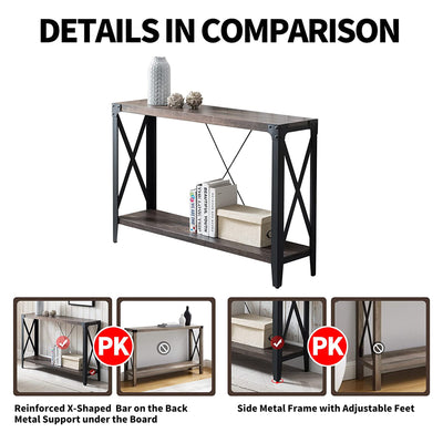 46 in. 2-Tier Console Accent Table, Dark Rustic Oak (Open Box) - VMInnovations