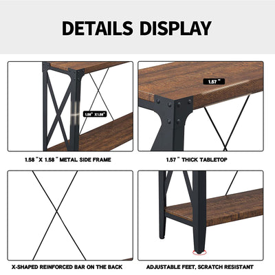 46 Inch 2-Tier Console Sofa Hallway Entryway Accent Table, Barnwood Brown (Used)