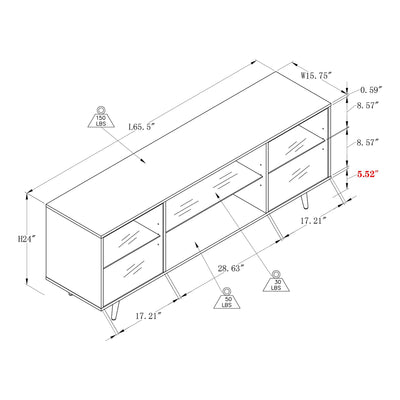 OKD Modern 75In TV Stand w/ LED Light, Shelves & Magnetic Doors, Black(Open Box)