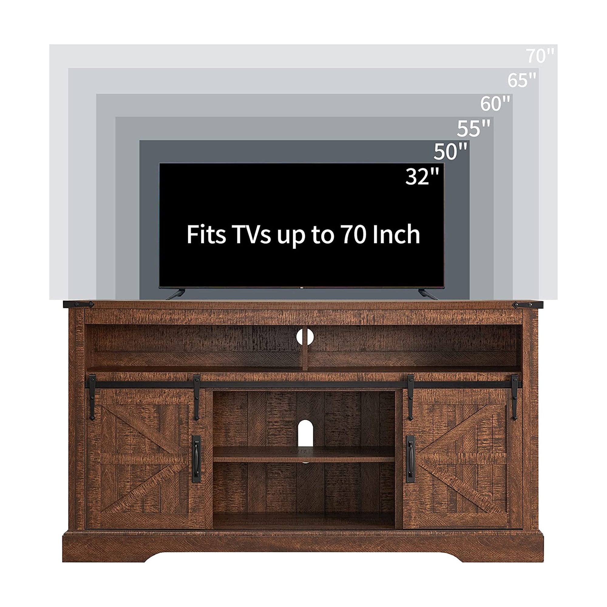 OKD 60" Sliding Barn Door Farmhouse Highboy TV Stand, Reclaimed Barnwood(Used) - VMInnovations
