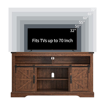 OKD 60" Sliding Barn Door Farmhouse Highboy TV Stand, Reclaimed Barnwood(Used) - VMInnovations