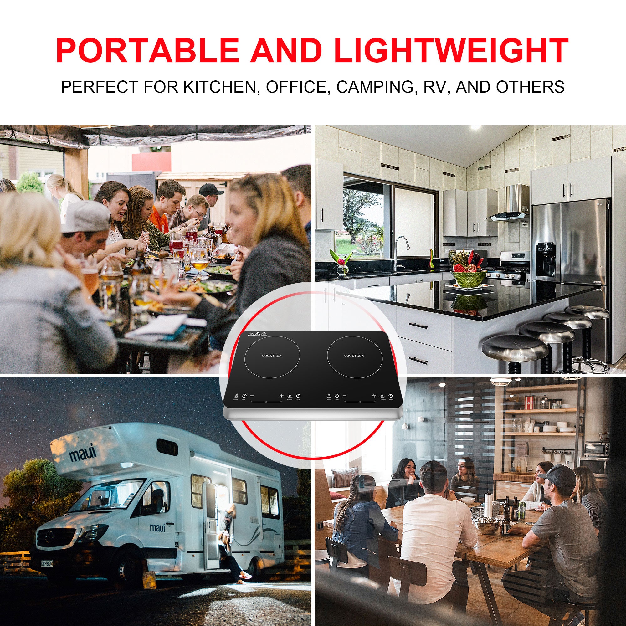 COOKTRON 1800W Portable Quick-Heat Double Burner Electric Cooktop(For Parts) - VMInnovations