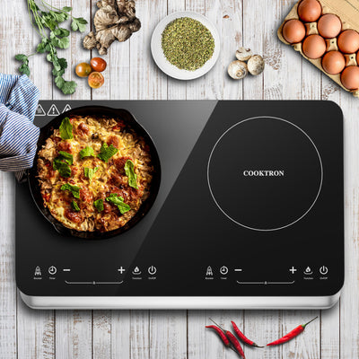 COOKTRON 1800W Portable Quick-Heat Double Burner Electric Cooktop(For Parts)