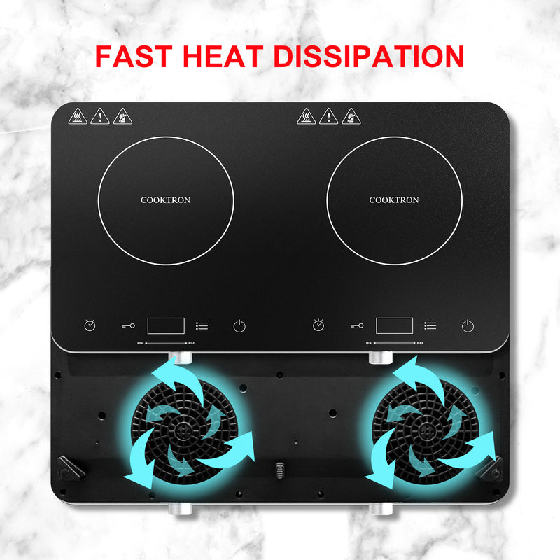 COOKTRON 1800W 120V Portable Double Burner Electric Cooktop w/Knobs (For Parts)