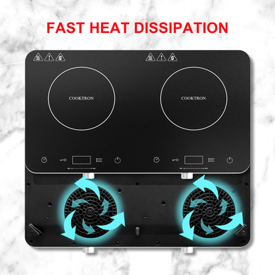 COOKTRON 1800W 120V Portable Double Burner Electric Cooktop w/Knobs (Open Box) - VMInnovations