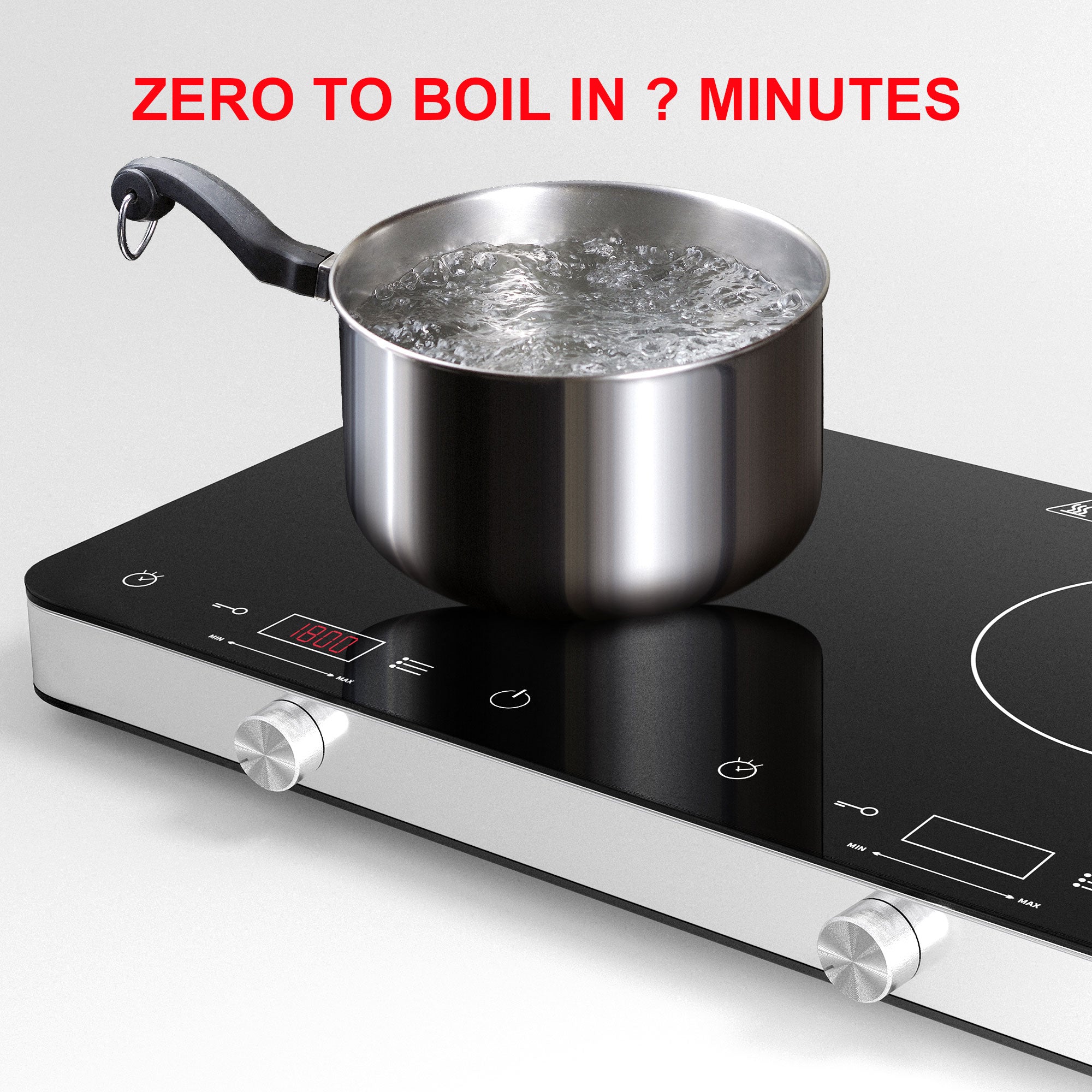 COOKTRON 1800W 120V Portable Double Burner Electric Cooktop w/Knobs (Open Box) - VMInnovations
